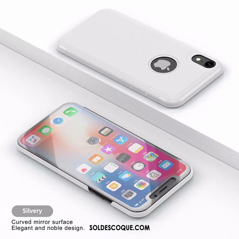 Coque iPhone Xr Protection Or Tempérer Étui En Cuir Miroir Pas Cher