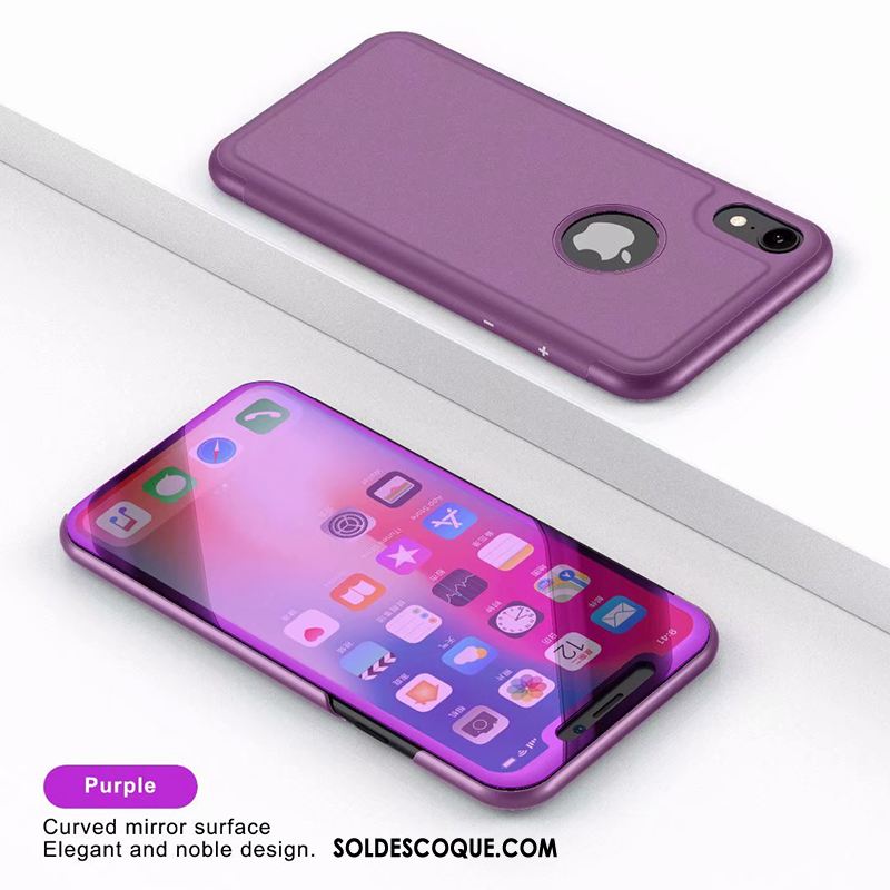 Coque iPhone Xr Protection Or Tempérer Étui En Cuir Miroir Pas Cher