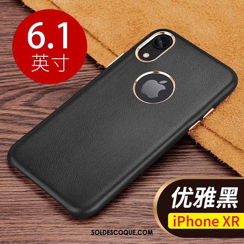 Coque iPhone Xr Simple Personnalité Cuir Véritable Incassable Net Rouge Pas Cher