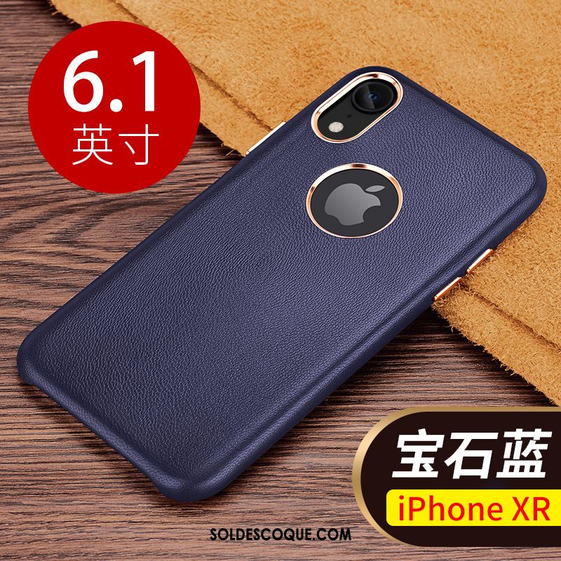 Coque iPhone Xr Simple Personnalité Cuir Véritable Incassable Net Rouge Pas Cher