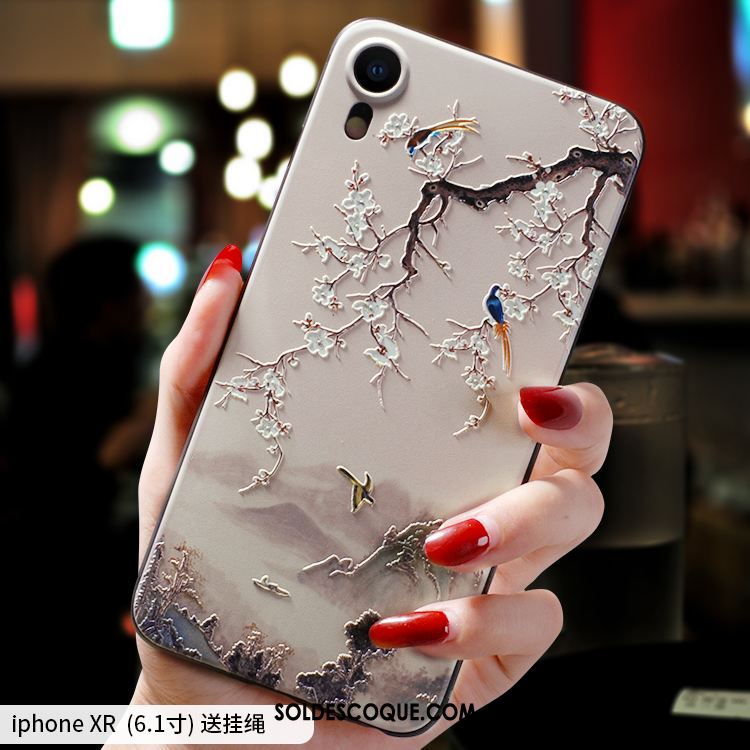 Coque iPhone Xr Tout Compris Marque De Tendance Incassable Délavé En Daim Style Chinois En Ligne