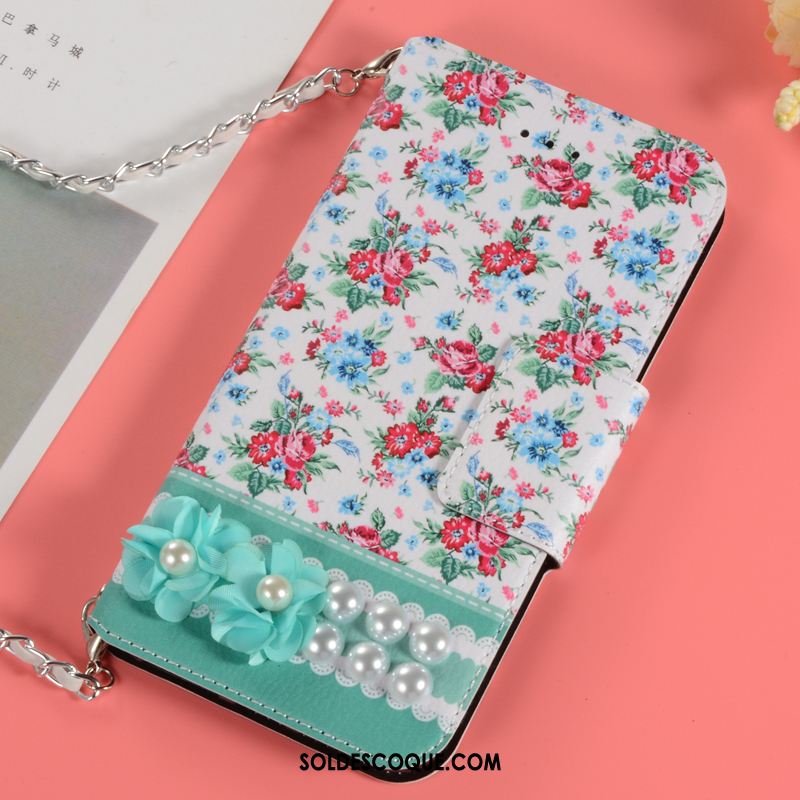 Coque iPhone Xr Téléphone Portable Étui En Cuir Fleurs Vert Carte En Vente