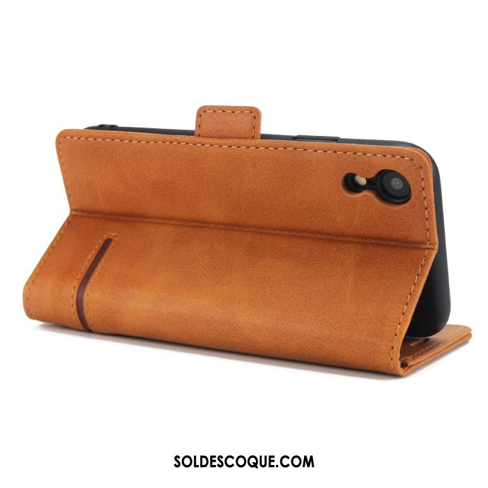 Coque iPhone Xr Étui En Cuir Sac Carte Téléphone Portable Marron Nouveau En Vente