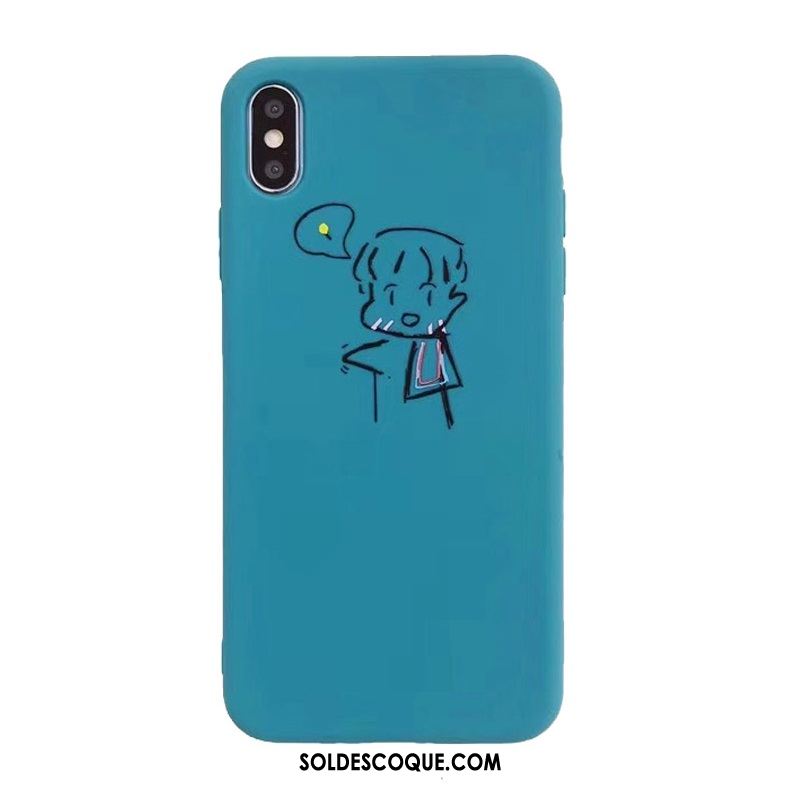 Coque iPhone Xs Amoureux Net Rouge Bleu Téléphone Portable Marque De Tendance Housse En Vente