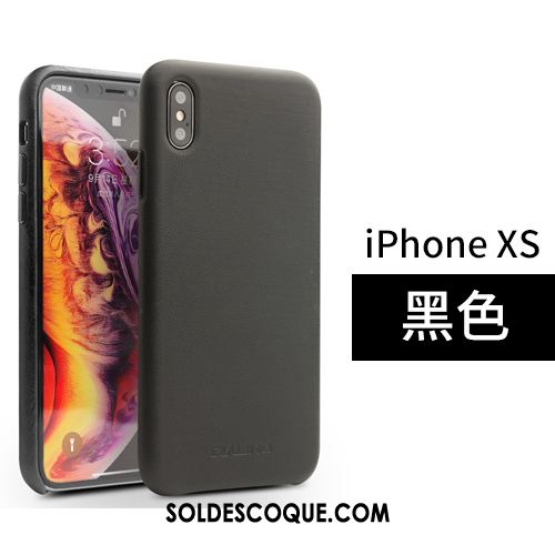 Coque iPhone Xs Business Marron Étui En Cuir Simple Couvercle Arrière En Vente