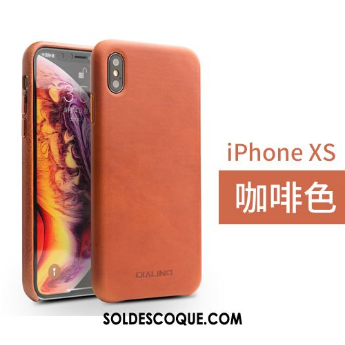 Coque iPhone Xs Business Marron Étui En Cuir Simple Couvercle Arrière En Vente