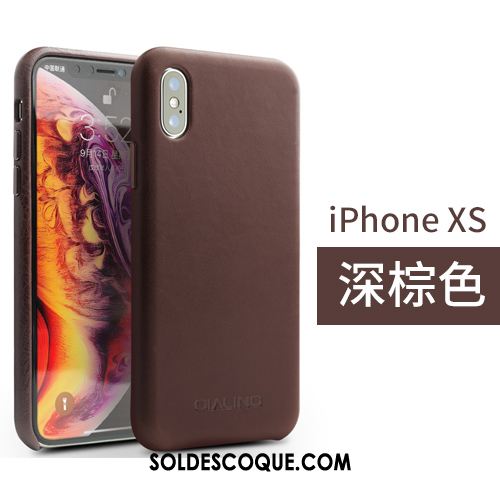 Coque iPhone Xs Business Marron Étui En Cuir Simple Couvercle Arrière En Vente