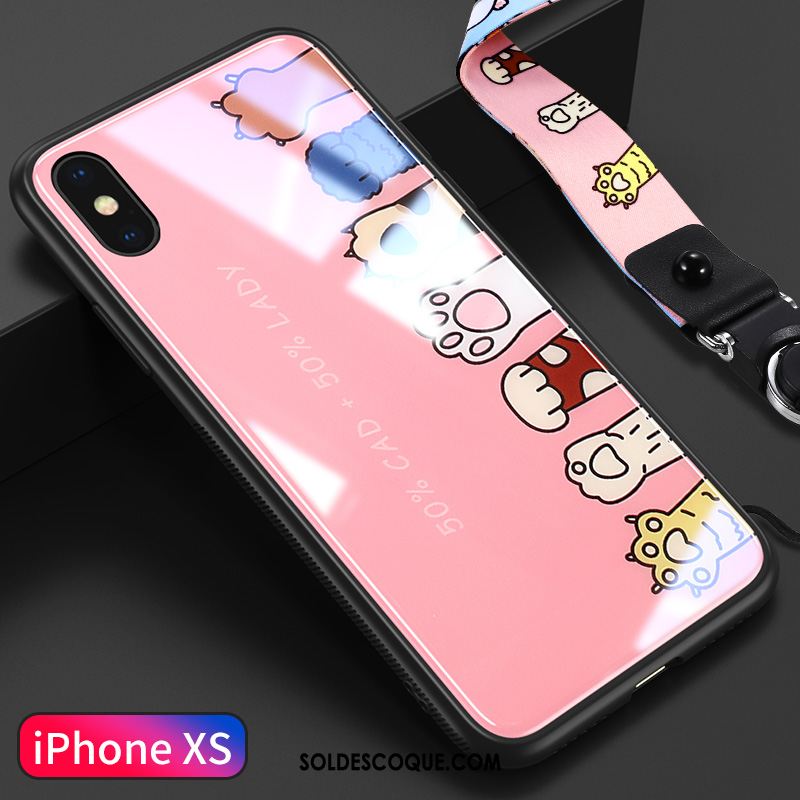 Coque iPhone Xs Charmant Net Rouge Silicone Tout Compris Verre Housse En Vente