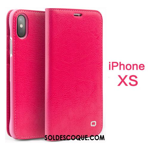 Coque iPhone Xs Cuir Véritable Carte Crocodile Modèle Protection Violet Pas Cher