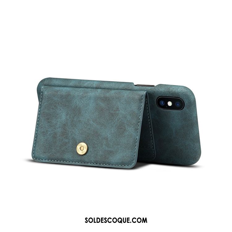 Coque iPhone Xs Cuir Véritable Protection Étui Vert Téléphone Portable En Ligne