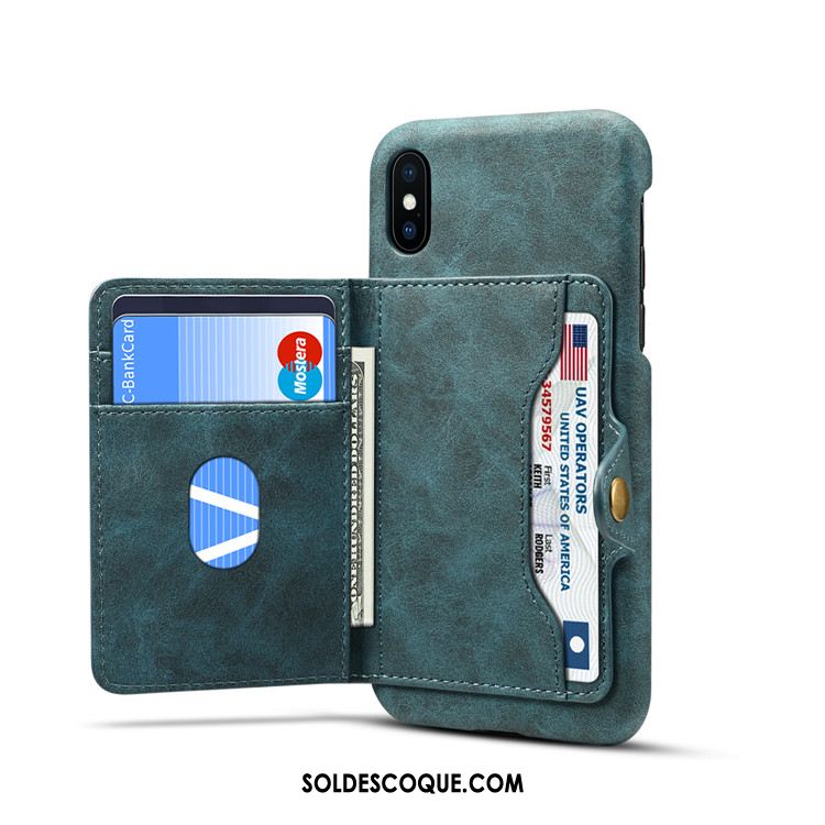 Coque iPhone Xs Cuir Véritable Protection Étui Vert Téléphone Portable En Ligne