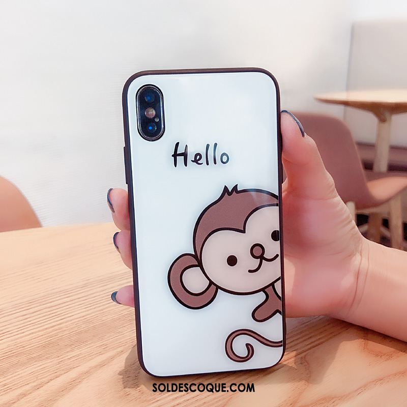 Coque iPhone Xs Dessin Animé Blanc Étui Net Rouge Nouveau En Vente