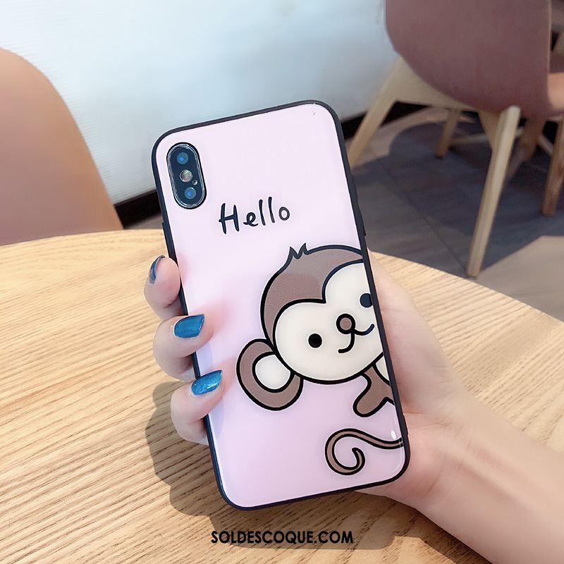 Coque iPhone Xs Dessin Animé Blanc Étui Net Rouge Nouveau En Vente