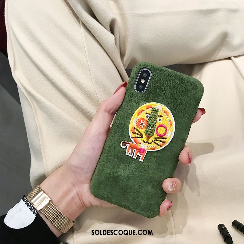 Coque iPhone Xs Dessin Animé Broderie Fluide Doux Charmant Flanelle En Vente