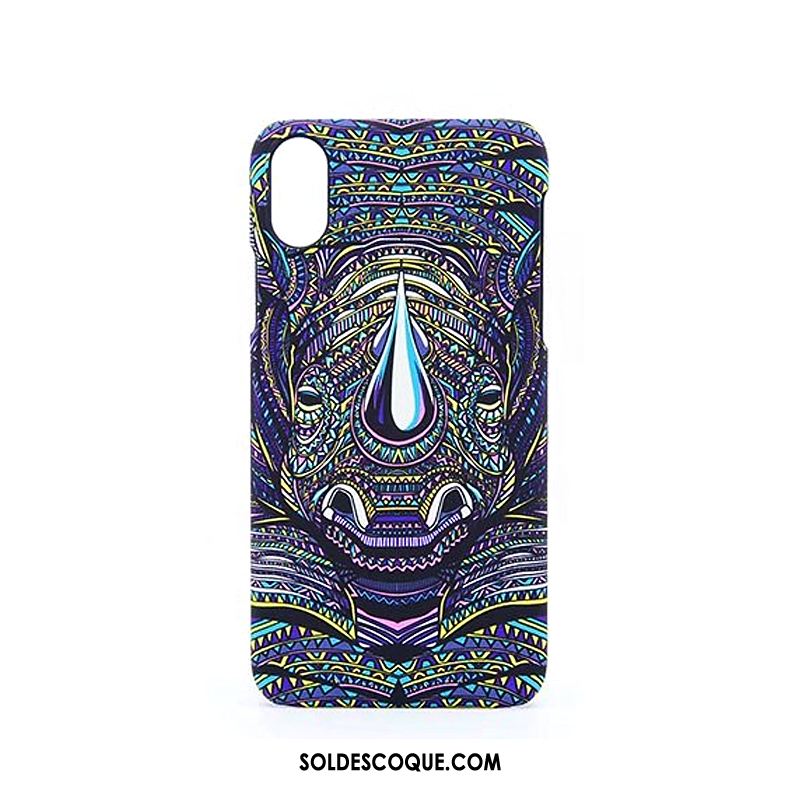 Coque iPhone Xs Gaufrage Protection Étui Violet Téléphone Portable Housse En Vente