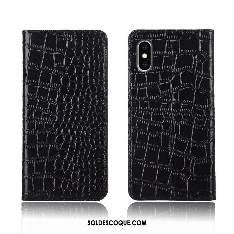 Coque iPhone Xs Incassable Crocodile Modèle Clamshell Étui En Cuir Silicone En Vente