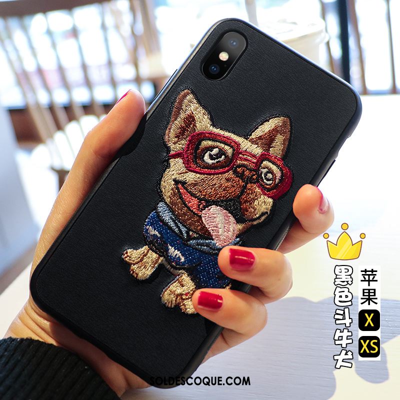 Coque iPhone Xs Luxe Noir Étui Dessin Animé Nouveau Soldes