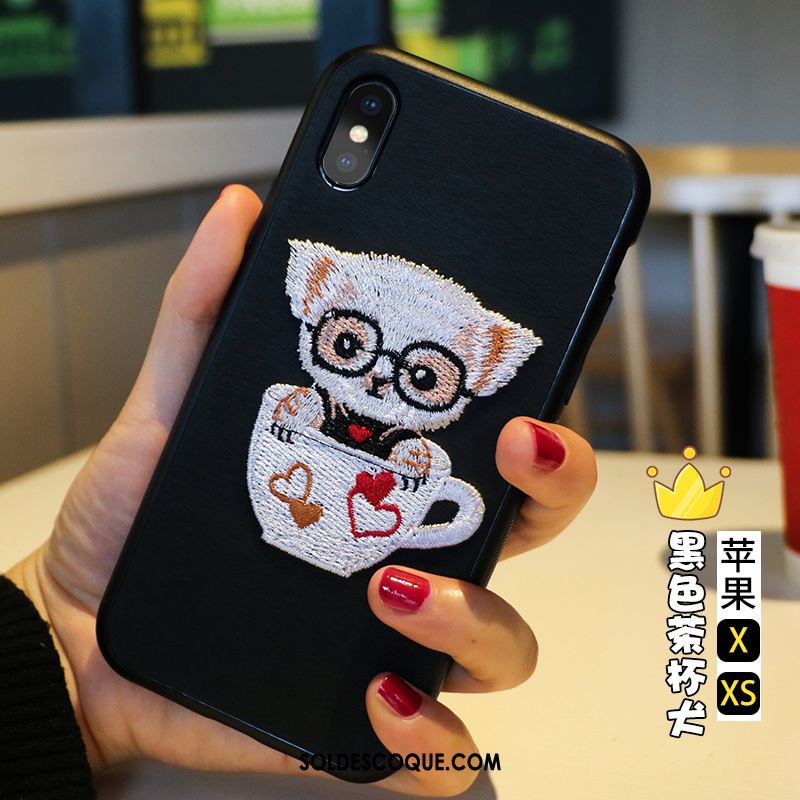 Coque iPhone Xs Luxe Noir Étui Dessin Animé Nouveau Soldes