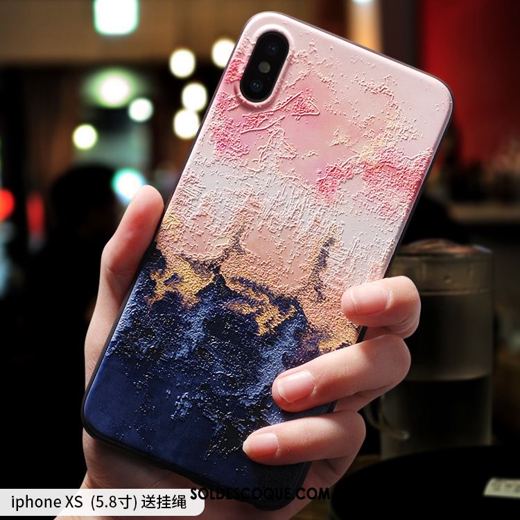 Coque iPhone Xs Marque De Tendance Silicone Fluide Doux Délavé En Daim Personnalité En Vente