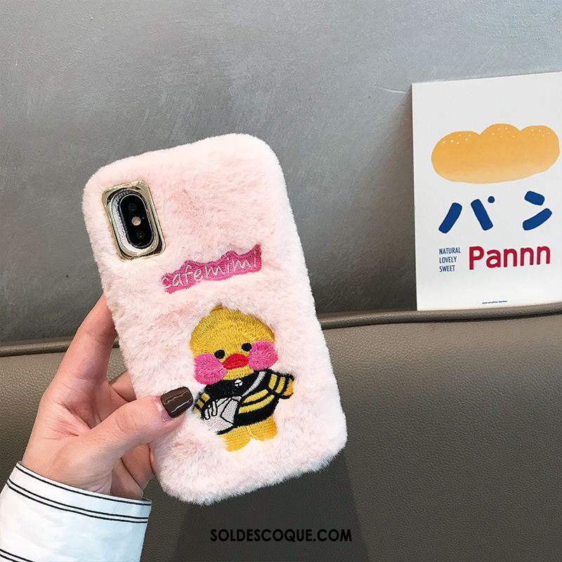 Coque iPhone Xs Max Amoureux Fluide Doux Peluche Broderie Dessin Animé En Vente