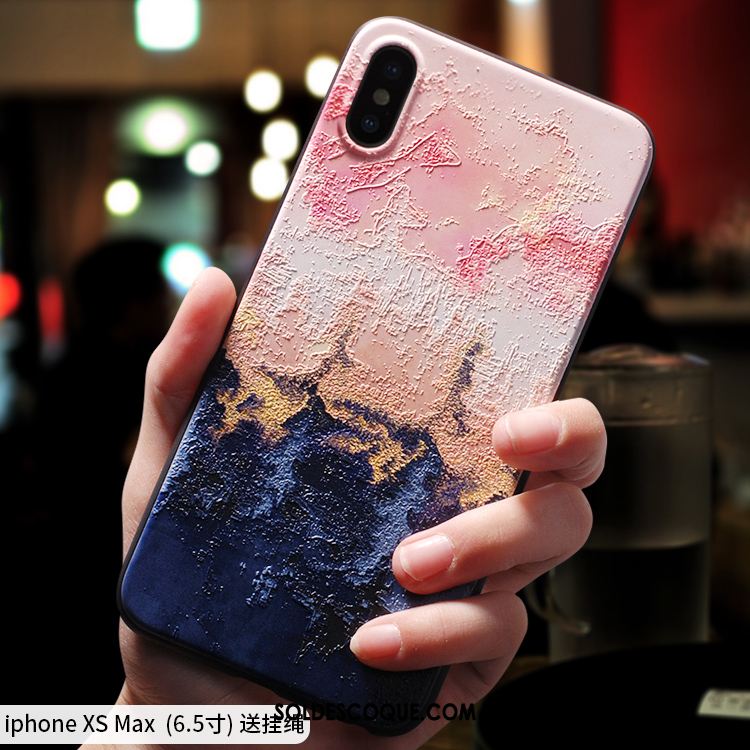 Coque iPhone Xs Max Bleu Délavé En Daim Tendance Fluide Doux Incassable Pas Cher