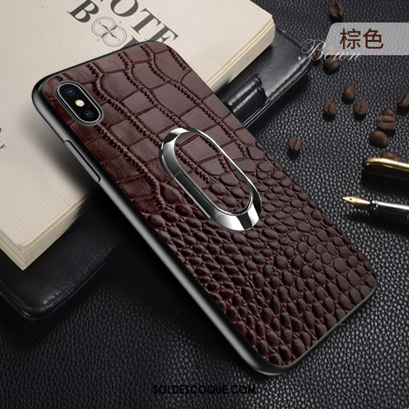 Coque iPhone Xs Max Cuir Véritable Luxe À Bord Tout Compris Marque De Tendance Soldes