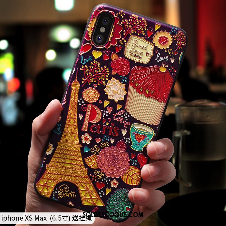 Coque iPhone Xs Max Délavé En Daim Dessin Animé Créatif Nouveau Marque De Tendance Housse En Ligne