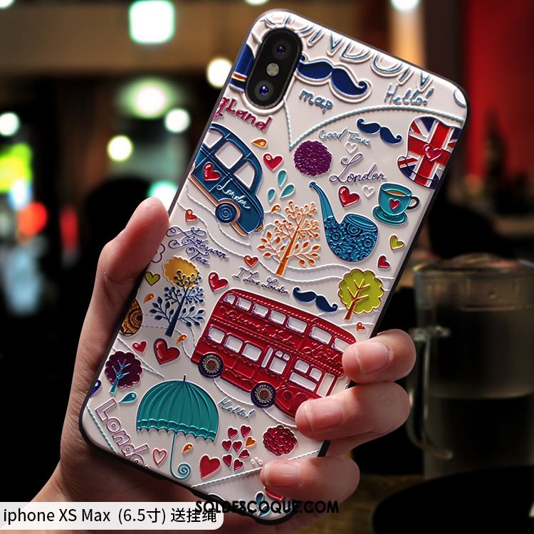 Coque iPhone Xs Max Délavé En Daim Dessin Animé Créatif Nouveau Marque De Tendance Housse En Ligne