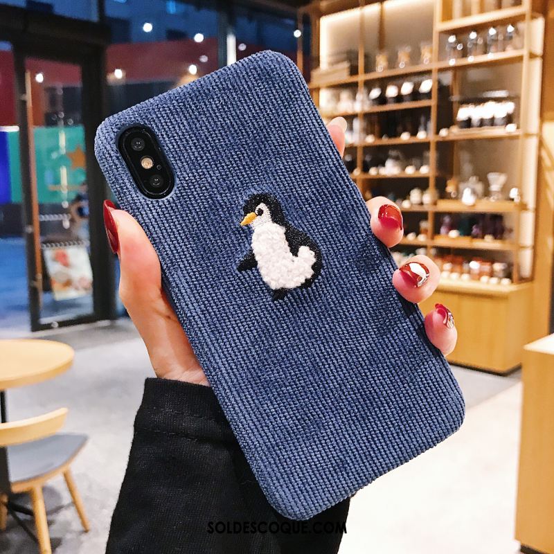 Coque iPhone Xs Max Flanelle Nouveau Bleu Incassable Amoureux Pas Cher