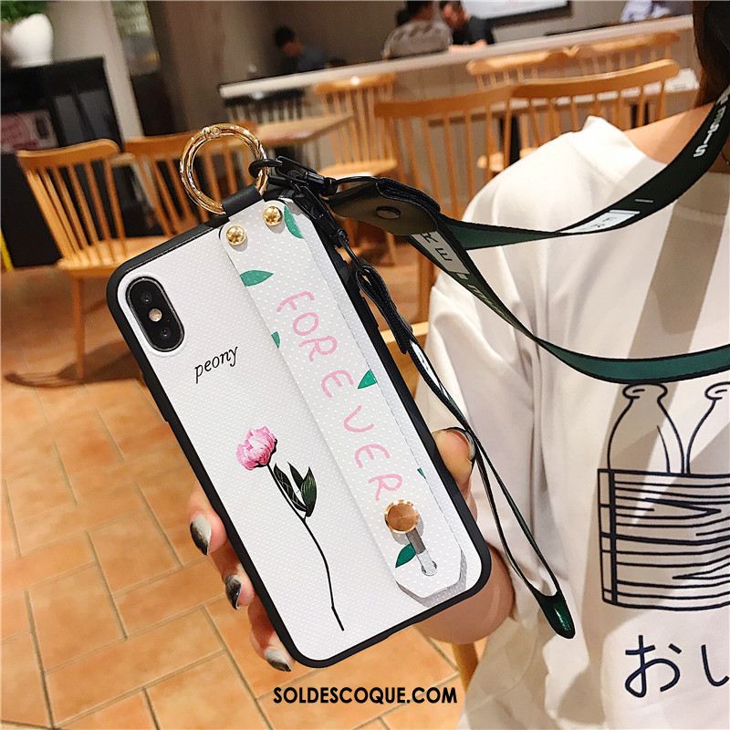 Coque iPhone Xs Max Fleur Personnalité Créatif Blanc Fluide Doux Housse En Ligne