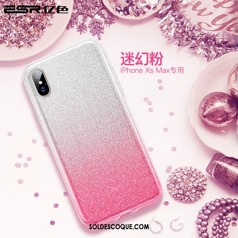 Coque iPhone Xs Max Fluide Doux Incassable Silicone Difficile Rose Pas Cher