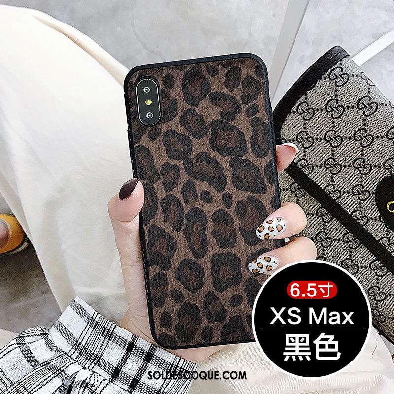 Coque iPhone Xs Max Léopard Tout Compris Marque De Tendance Bordure Rouge Pas Cher