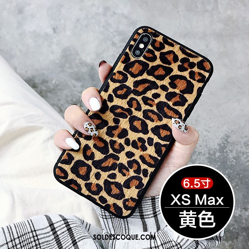 Coque iPhone Xs Max Léopard Tout Compris Marque De Tendance Bordure Rouge Pas Cher