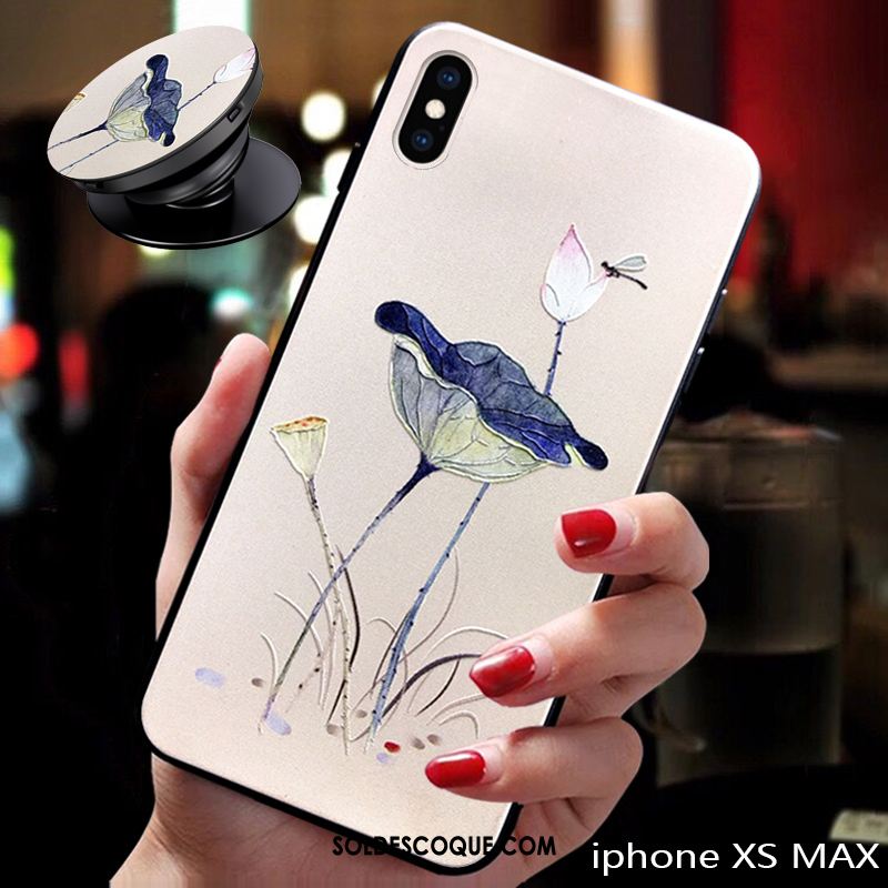 Coque iPhone Xs Max Marque De Tendance Protection Net Rouge Très Mince Nouveau Housse Soldes