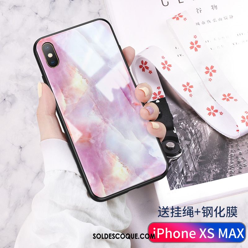 Coque iPhone Xs Max Marque De Tendance Rose Ornements Suspendus Verre Clair France