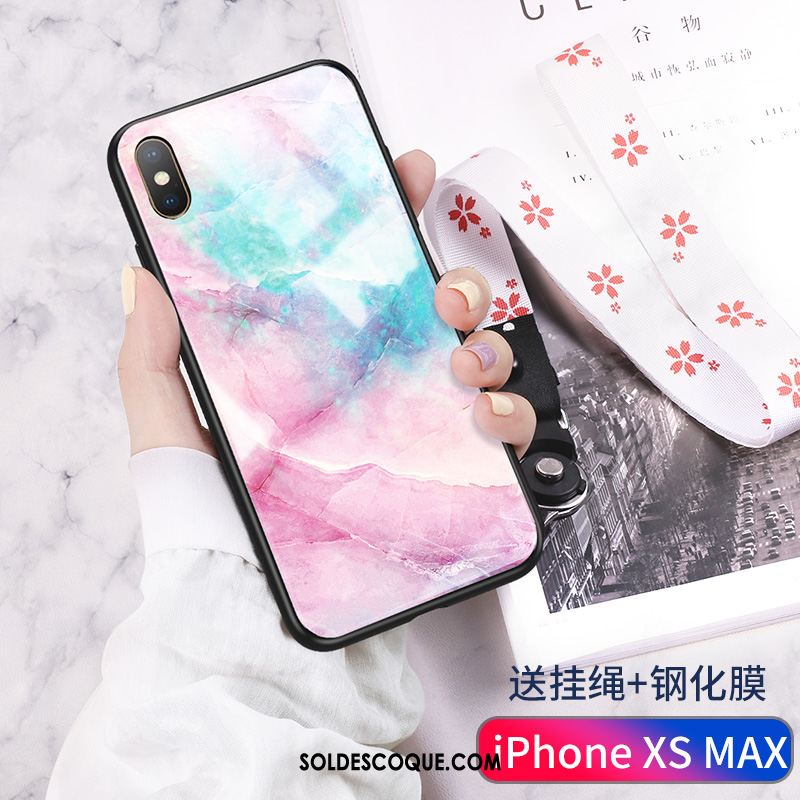 Coque iPhone Xs Max Marque De Tendance Rose Ornements Suspendus Verre Clair France