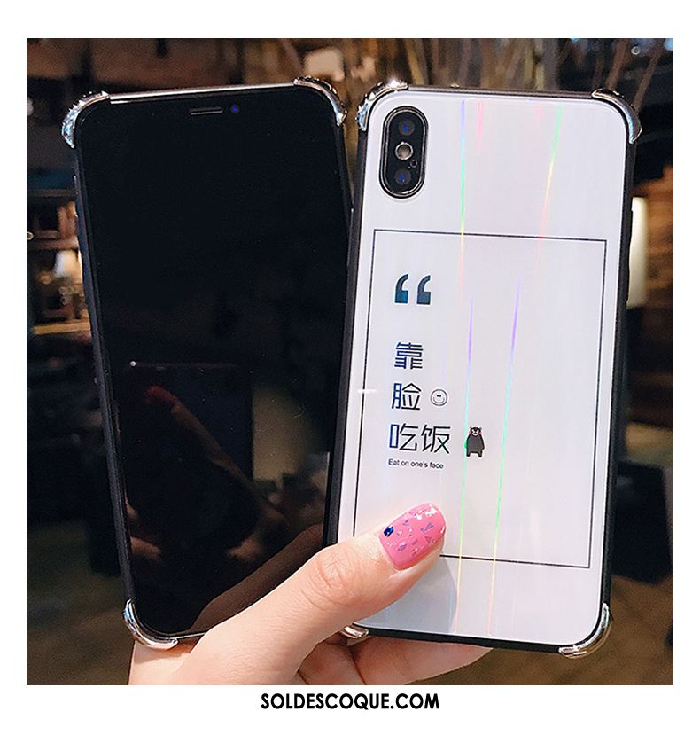 Coque iPhone Xs Max Personnalité Incassable Verre Net Rouge Blanc Soldes