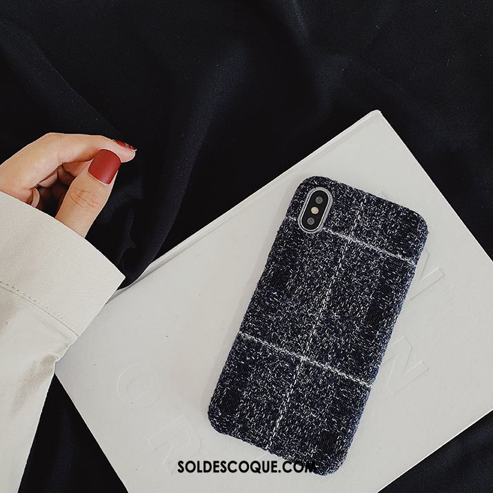 Coque iPhone Xs Max Personnalité Silicone Tissu Plaid Tout Compris Soldes