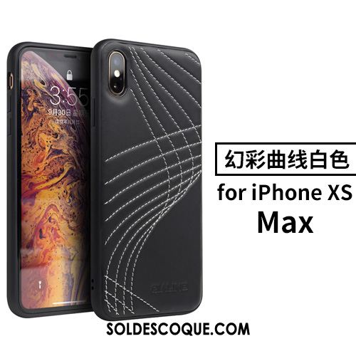 Coque iPhone Xs Max Personnalité Téléphone Portable Étui En Cuir Marque De Tendance Noir Pas Cher