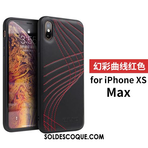 Coque iPhone Xs Max Personnalité Téléphone Portable Étui En Cuir Marque De Tendance Noir Pas Cher