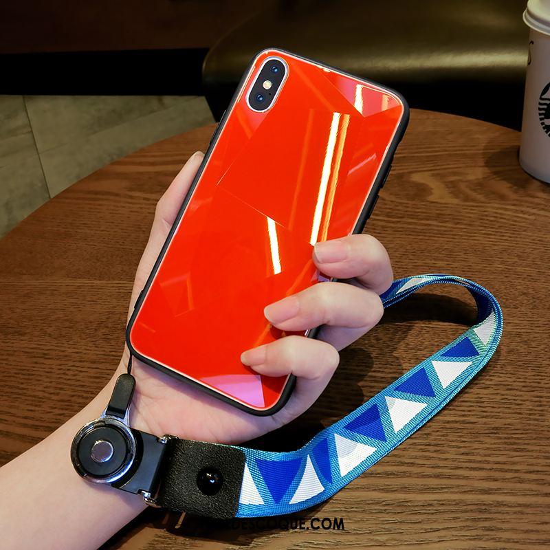 Coque iPhone Xs Max Personnalité Verre Amoureux Net Rouge Incassable Housse En Vente