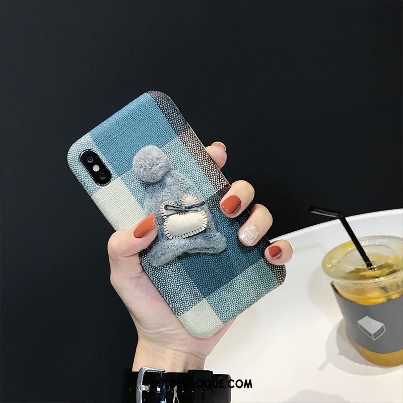 Coque iPhone Xs Max Protection Art Bleu Fluide Doux Vérifier Carreaux Pas Cher