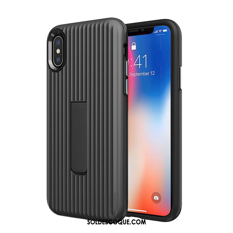 Coque iPhone Xs Max Support Tout Compris Rouge Incassable Couleur Unie Pas Cher