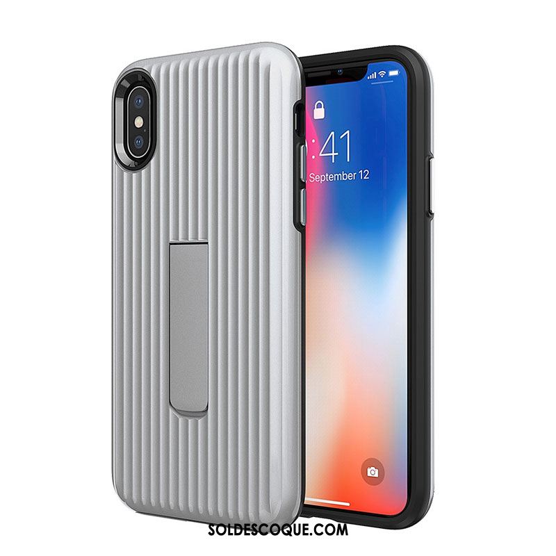 Coque iPhone Xs Max Support Tout Compris Rouge Incassable Couleur Unie Pas Cher