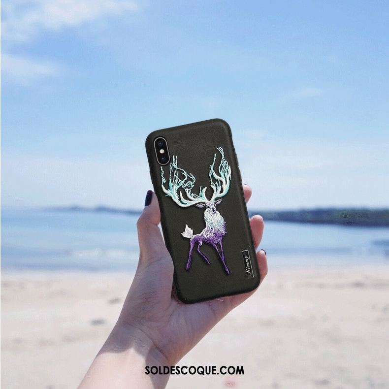 Coque iPhone Xs Max Tigre Broderie Marque De Tendance Noir Téléphone Portable En Ligne