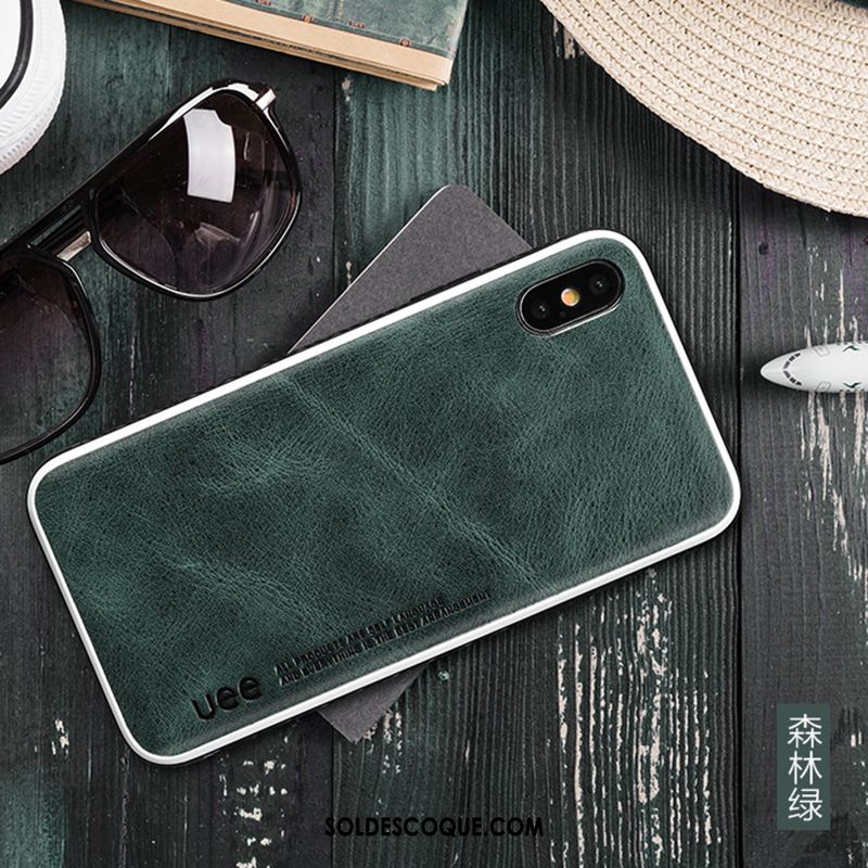 Coque iPhone Xs Max Tout Compris Simple Antidérapant Cuir Véritable Étui En Cuir Pas Cher