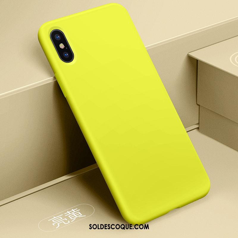 Coque iPhone Xs Max Tout Compris Velours Incassable Jaune Silicone Housse Soldes