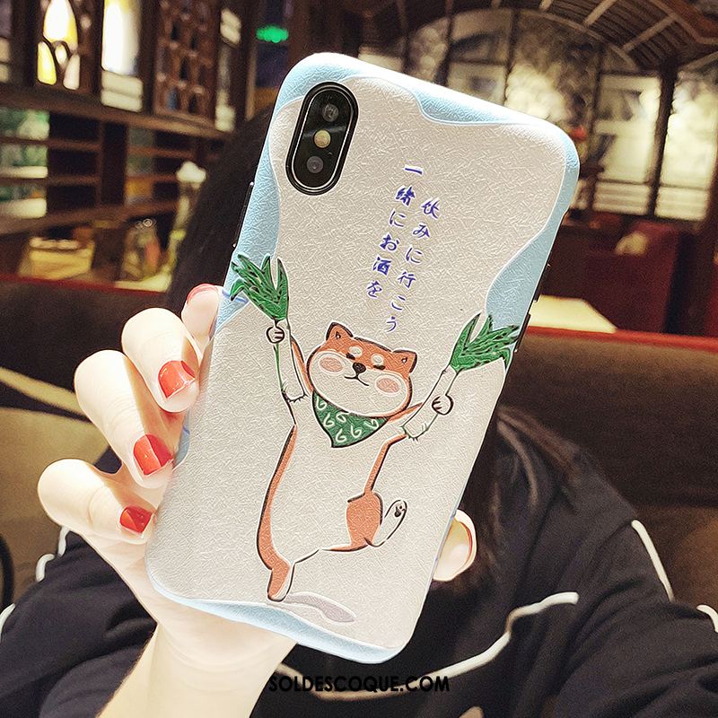 Coque iPhone Xs Max Téléphone Portable Gaufrage Charmant Dessin Animé Vert En Ligne