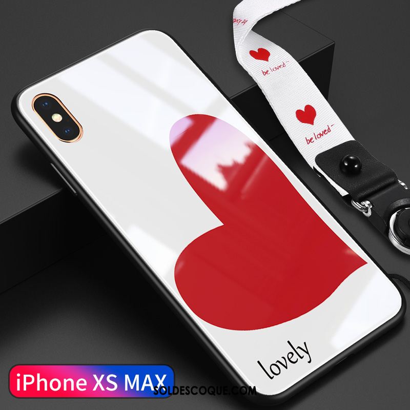 Coque iPhone Xs Max Verre Marque De Tendance Amour Amoureux Ornements Suspendus Pas Cher