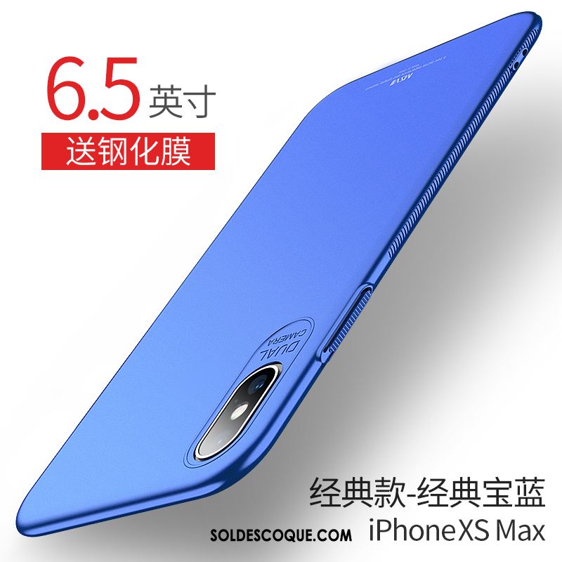 Coque iPhone Xs Max Étui Nouveau Net Rouge Délavé En Daim Bleu Soldes